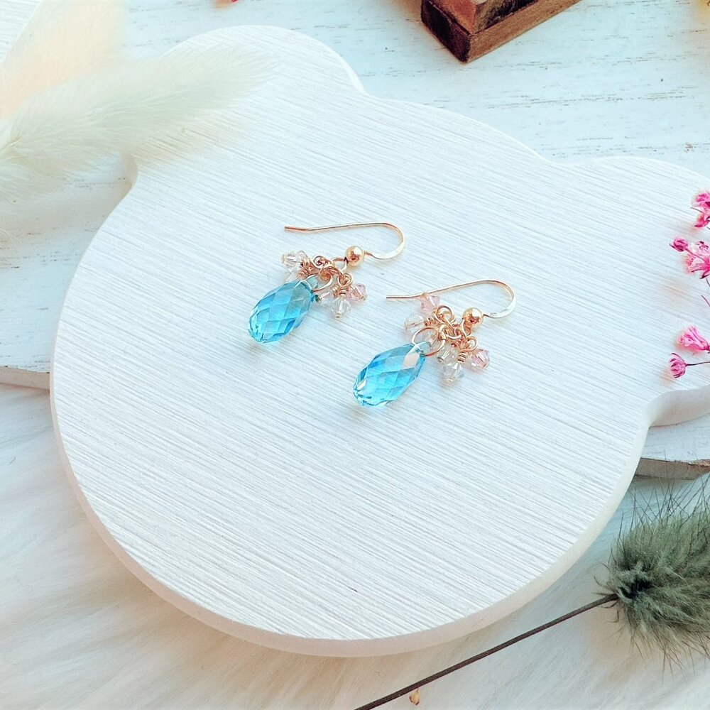 14k Gold-Filled Briolette Crystal Cluster Earrings | Handmade in BC